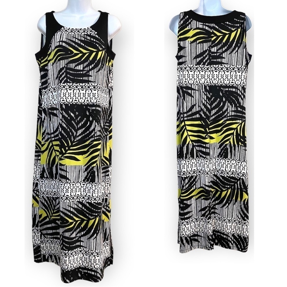 Tropical Sleeveless Maxi Dress Stretchy Pullover M